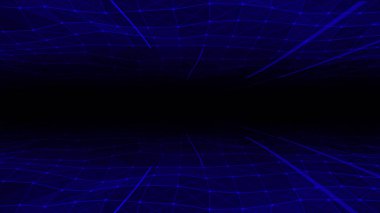 Soyut mavi ızgara arkaplanı. Kablo çerçeveli fütürist teknoloji tarzı. 3D ızgara çokgen çerçeve. teknoloji veri ızgarası.