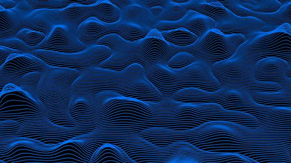 Mavi dalgalı soyut arkaplan. 3 Boyutlu Hazırlama