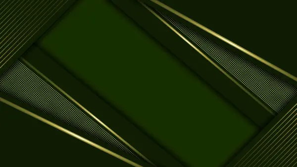 Yeşil kurdeleli altın soyut arkaplan.