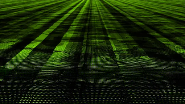 3D illüstrasyon - yeşil bilgisayar ekranının ikili kodu.