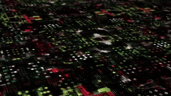 ızgaranın arka planı ve parlayan noktalı altıgen. 3d oluşturma.