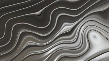 Soyut dalgalı yansıtıcı duvar kağıdının üç boyutlu bir çizimi. Duvar kağıdı, afiş, arkaplan, kart, kitap kapağı veya web sitesi için arkaplan illüstrasyonu. metalik parlak
