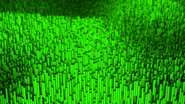 soyut yeşil küp arkaplan, 3 boyutlu çizim, bilgisayar dijital çizimi.