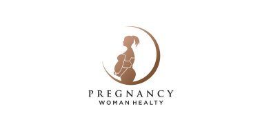 Yaratıcı unsur ve iş tasarımı Premium Vektörü içeren hamilelik logosu şablonu