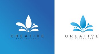 Su logoları düz stil Premium Vektörü olan şirketler için toplanıyor