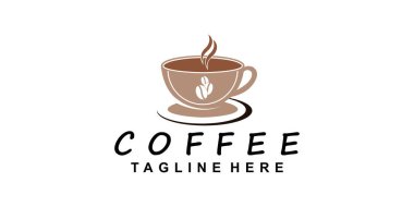 Kahve ikonu logosu ve kafe logosu yaratıcı element premium vektörlü ilham tasarımı
