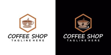 Kahve ikonu logosu ve kafe logosu yaratıcı element premium vektörlü ilham tasarımı