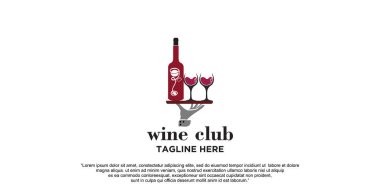 Şarap logosu tasarım şablonu vektör illüstrasyonu Premium Vektörü