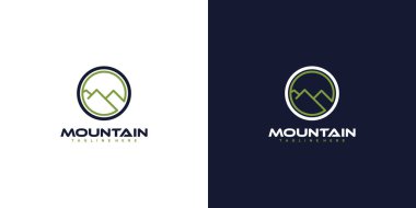 Klasik hipster retro dağ logosu tasarımı Premium Vector