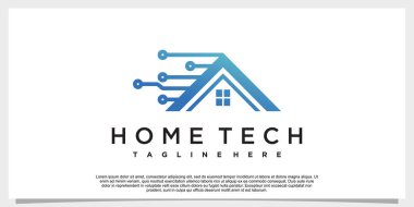 Akıllı ev simgesi logosu tasarımı dijital elektronik çip kontrol ev logosu konsepti simgesi Premium Vektörü