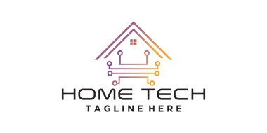 Akıllı ev simgesi logosu tasarımı dijital elektronik çip kontrol ev logosu konsepti simgesi Premium Vektörü