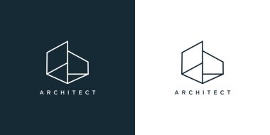 Yaratıcı satır biçimli apartman logosu tasarımı Premium Vektörü