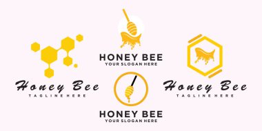 Bal Arısı logo şablonu tasarımını yaratıcı konsept Premium Vektörü ile ayarla