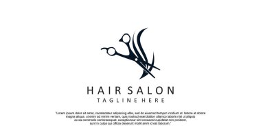 Saç kesimi simge logosu tasarımı ve modern Premium Vektör konsepti