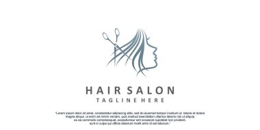 Modern Premium Vektör konsepti ile kuaför salonu logosu tasarımı