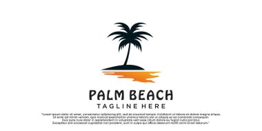 Yaratıcı basit ve eşsiz bir konsept olan Palm Beach tasarım vektörü Premium Vector
