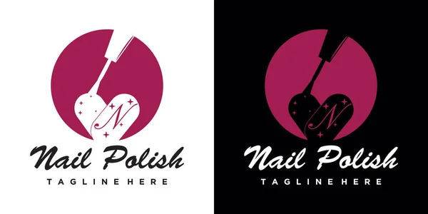 ネイルサロンアイコンのロゴデザインマニキュアベクターデザインネイルポーランドと女性指ロゴタイププレミアムベクター — ストックベクタ