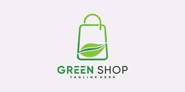 Eco Shop Ikon Logotyp Med Kreativt Koncept För Företag Premium — Stock vektor