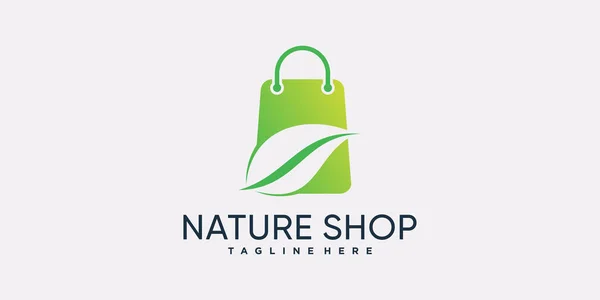 Логотип Значка Магазину Природи Бізнес Компанії Пакетом Листом Преміум Вектор — стоковий вектор
