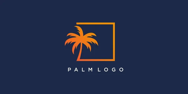 Projeto Logotipo Palma Com Conceito Quadrado Vetor Premium — Vetor de Stock