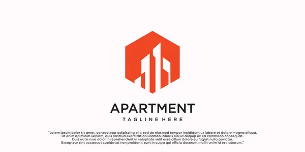 Edificio Appartamento Logo Modello Design Con Concetto Creativo Premium Vector — Vettoriale Stock