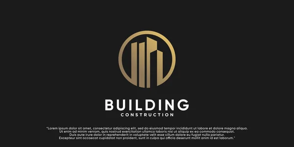 Ilustracja Projektu Logo Budynku Dla Budownictwa Biznesowego Kreatywną Koncepcją Premium — Wektor stockowy