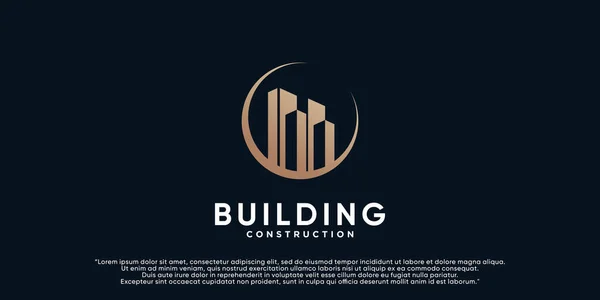 Побудова Ілюстрації Дизайну Логотипу Бізнес Будівництва Креативною Концепцією Premium Vector — стоковий вектор