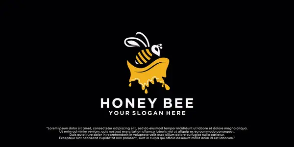 Дизайн Шаблону Логотипу Медового Бджоли Креативною Концепцією Premium Vector — стоковий вектор
