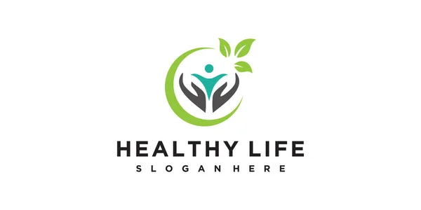 Sağlık Hayatı Logosu Tasarımı Benzersiz Premium Vektör Bölüm — Stok Vektör