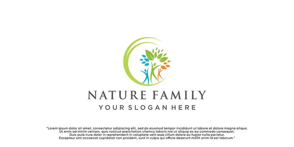 Doğa Ailesi Logosu Eşsiz Bir Konsept Premium Vektör Bölüm — Stok Vektör