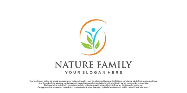 Doğa Ailesi Logosu Eşsiz Bir Konsept Premium Vektör Bölüm — Stok Vektör