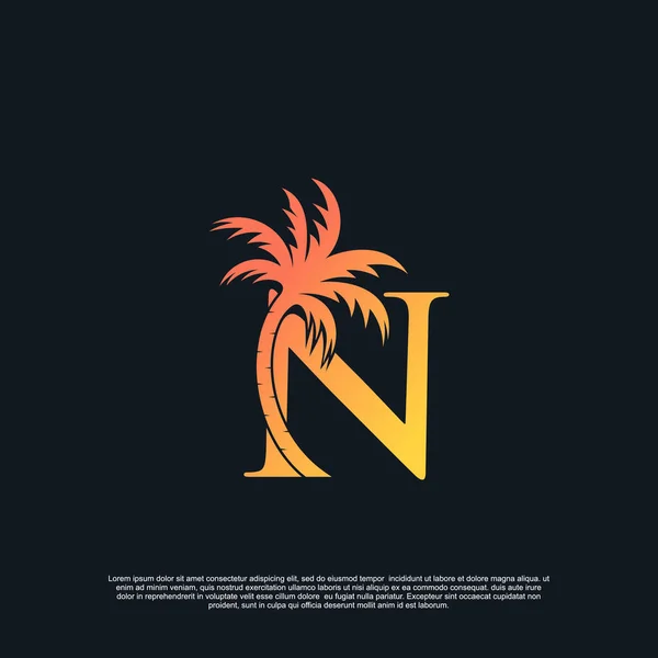 Дизайн Логотипу Літерою Згортання Пальмовий Логотип Преміум Вектор — стоковий вектор