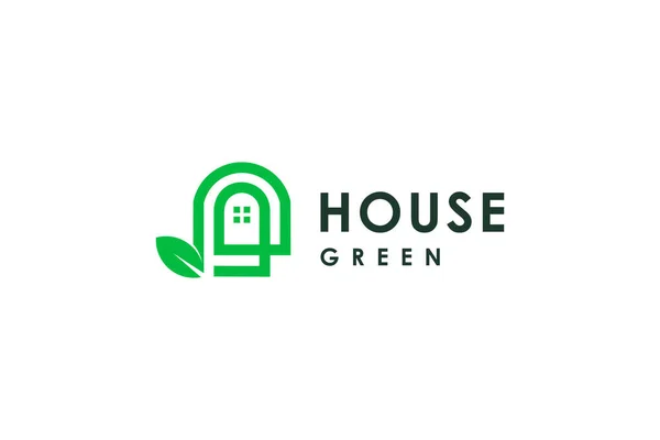 Logo Zielonego Domu Abstrakcyjną Koncepcją Nowoczesny Design — Wektor stockowy