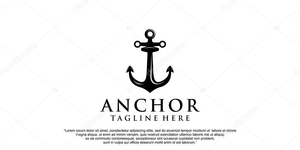 Simple anchor  logo design for boat ship navy nautical transport Premium Vector