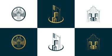 benzersiz logo seti, modern, konsept, gayrimenkul, Premium Vektör