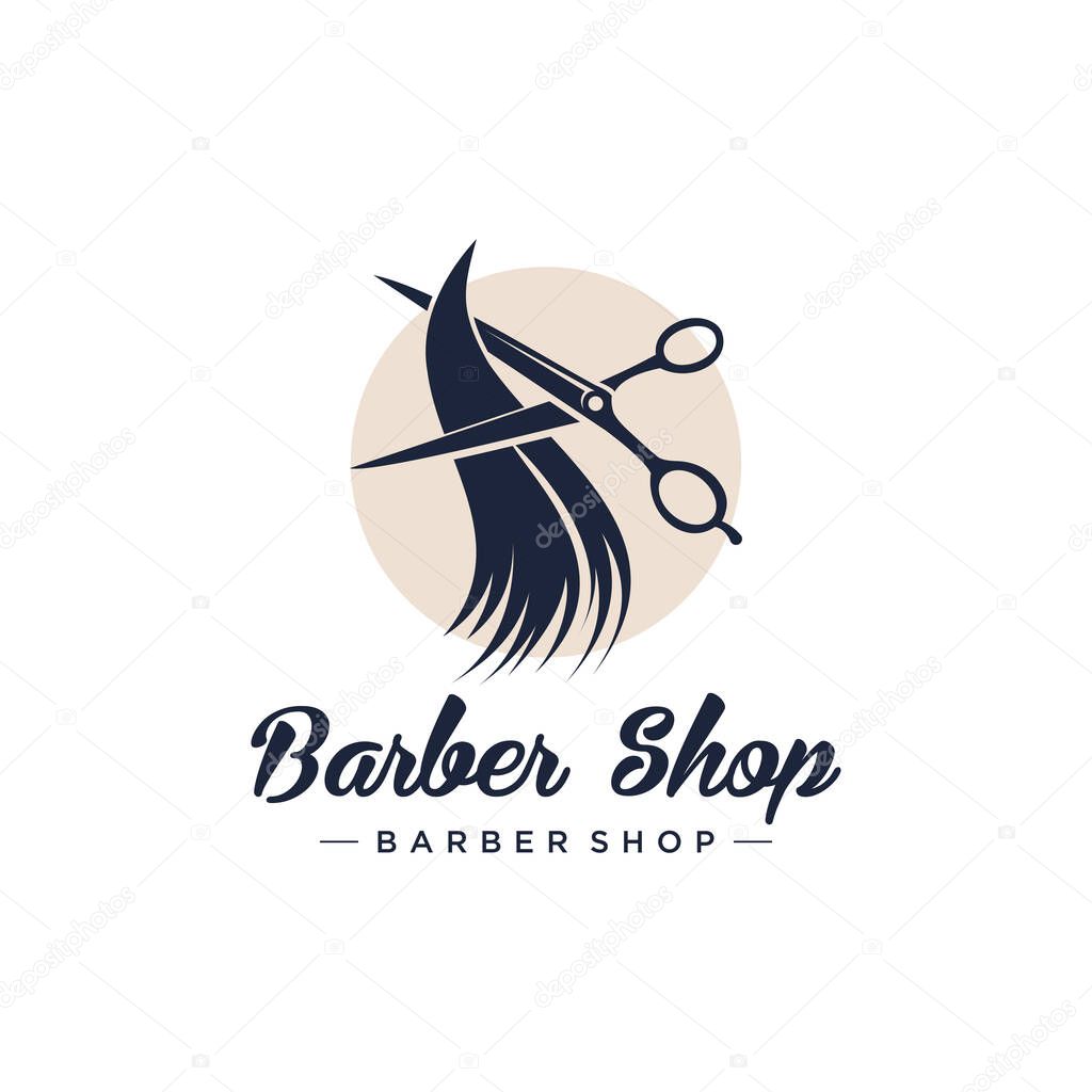Haircut logo design with modern unique style idea