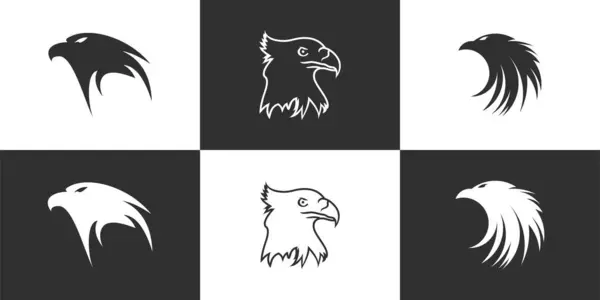 Conjunto Cabeza Águila Logo Diseño Con Concepto Único Vector Premium — Vector de stock