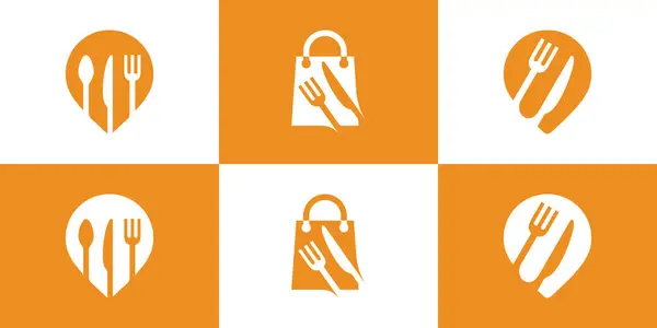 Set Design Logo Alimentaire Avec Concept Style Créatif Premium Vector — Image vectorielle