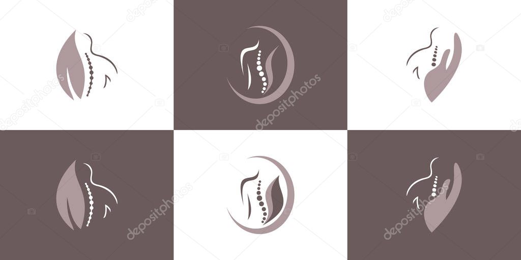 Vector chiropractic icon vector logo design with creative unique set concept premium vector