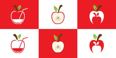 Elma meyvesi logosunu yaratıcı konsept Premium Vektör ile taze meyveye ayarla