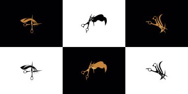 Kuaför salonu logosu tasarımı ve güzellik salonu yaratıcı konsepti Premium Vector