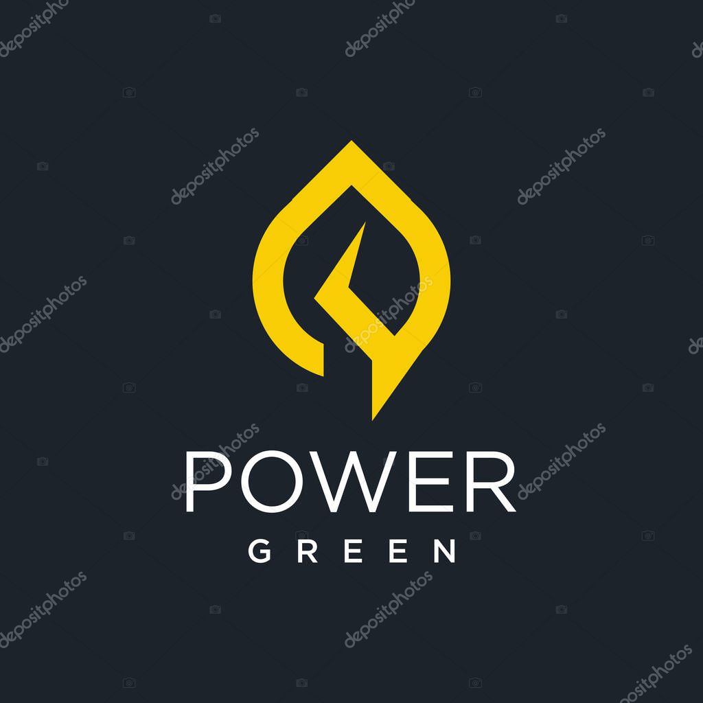 Power green energy logo design vector icon idea with creative concept