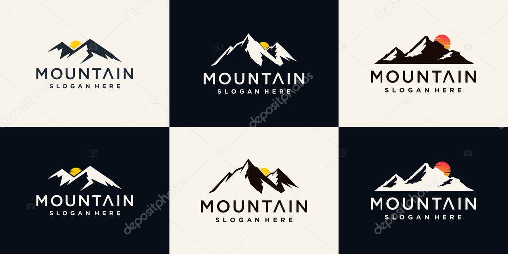 Mountain logo design bundle with creative unique Premium Vector Premium Vector