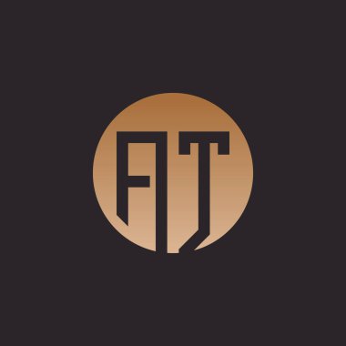 Harf logosu AT basit konsept Premium Vektörü