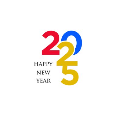 Happy new year 2025 logo design unique concept Premium Vector clipart