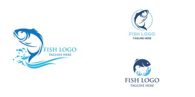 Yaratıcı modern havalı konsepte sahip balık logosu tasarım element vektörü