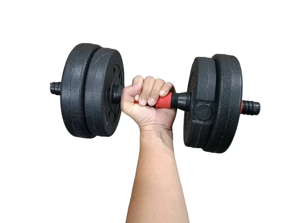 Arm Lifting Dumbbell Exercise White Background — Stock Photo, Image