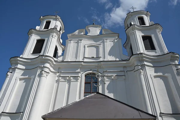 Fachada Frontal Edificio Barroco Iglesia Jieznas Lituania — Foto de Stock