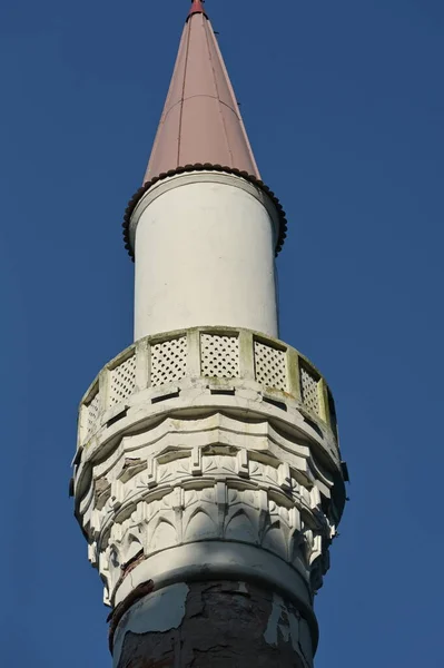 Minaret Náboženství Čisté Obloze Oman Muscat Staré Mešity Kedainiai Litva — Stock fotografie