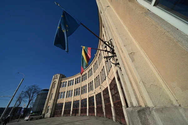 Geschwungene Fassade Des Feuerwehrgebäudes Kaunas Litauen — Stockfoto